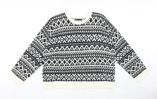 Marks and Spencer Women's Black Geometric Pullover Jumper Size 20