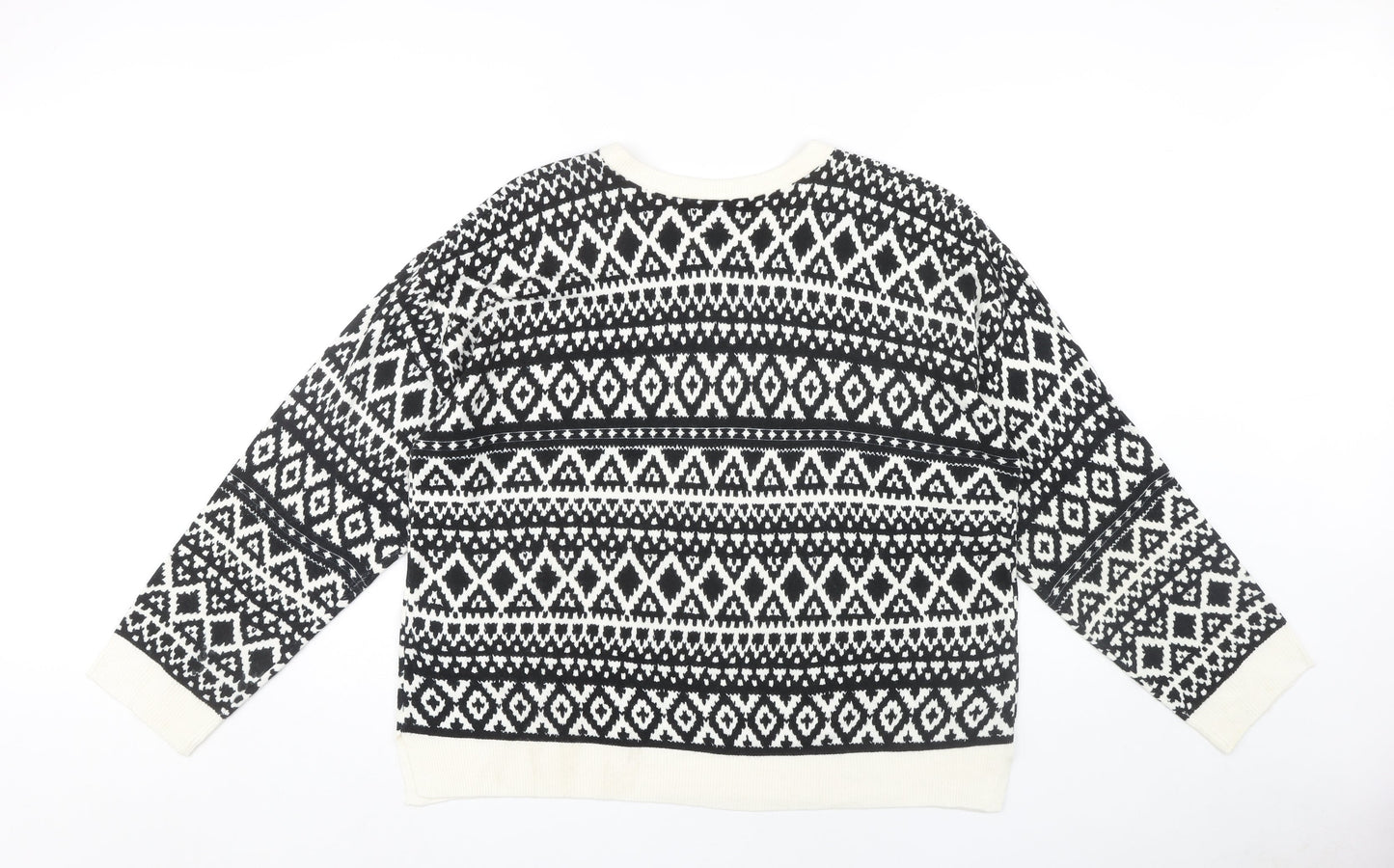 Marks and Spencer Women's Black Geometric Pullover Jumper Size 20