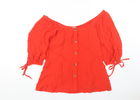 Next Women's Red Off Shoulder Blouse Size 14