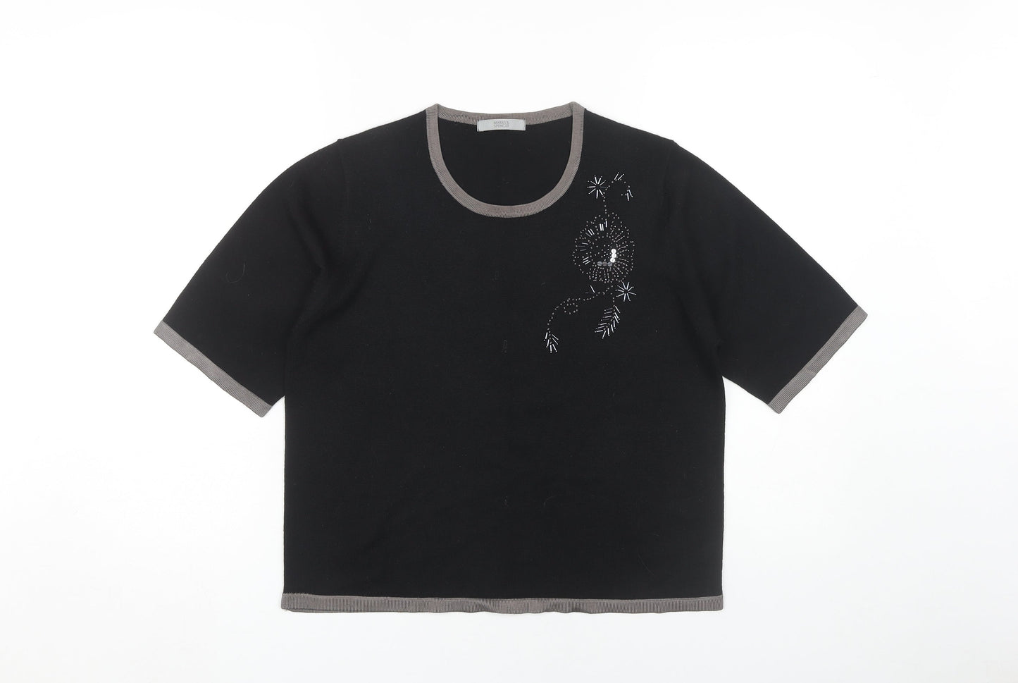 Marks and Spencer Women's Black Ringer T-Shirt Size 16