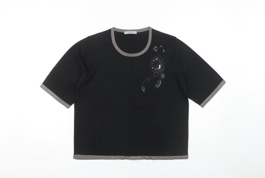 Marks and Spencer Women's Black Ringer T-Shirt Size 16