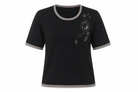 Marks and Spencer Women's Black Ringer T-Shirt Size 16
