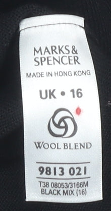 Marks and Spencer Women's Black Ringer T-Shirt Size 16