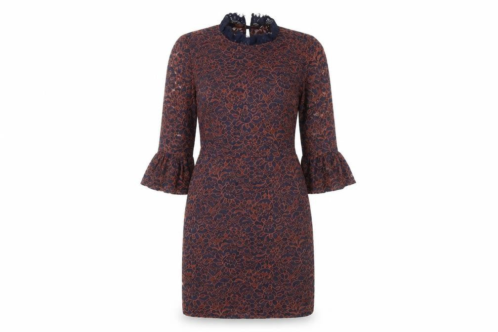 Topshop Women's Multicoloured Lace Shift Dress, Size 6