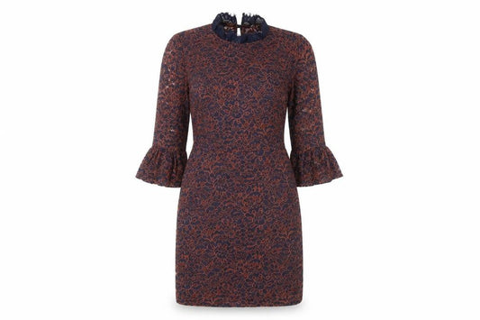 Topshop Women's Multicoloured Lace Shift Dress, Size 6