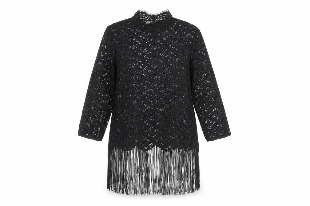 Zara Basic Women's Black Lace Tunic Blouse XS