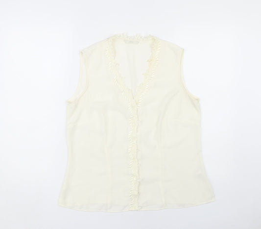 Marks and Spencer Women's Ivory Sleeveless V-Neck Top