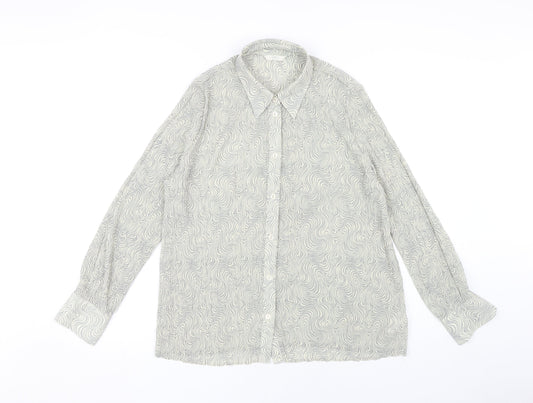 Marks and Spencer Women's Grey Button-Up Shirt Size 16