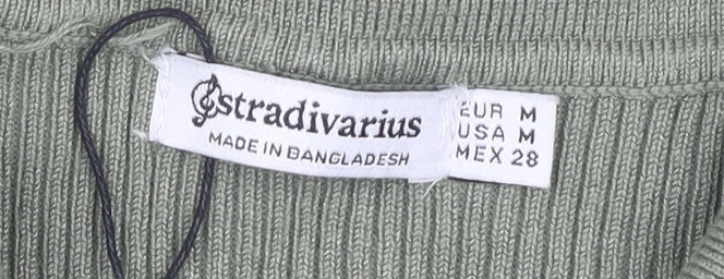 Stradivarius Green Women’s Shirt Dress, Size M, Collared