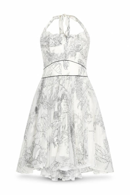 River Island Women's White Floral Halter Dress Size 10