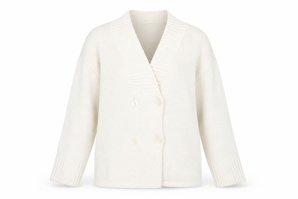 NA-KD Women's Ivory Open Front Cardigan S/M - Knit Button Accent