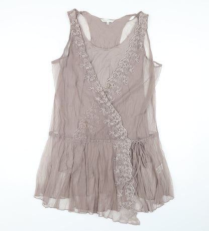 Marks & Spencer Women's Brown Embroidered Wrap Tank