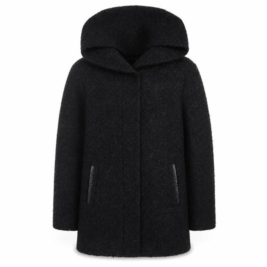 Girls Rule Black Hooded Mid-Length Coat, Size 11 Years