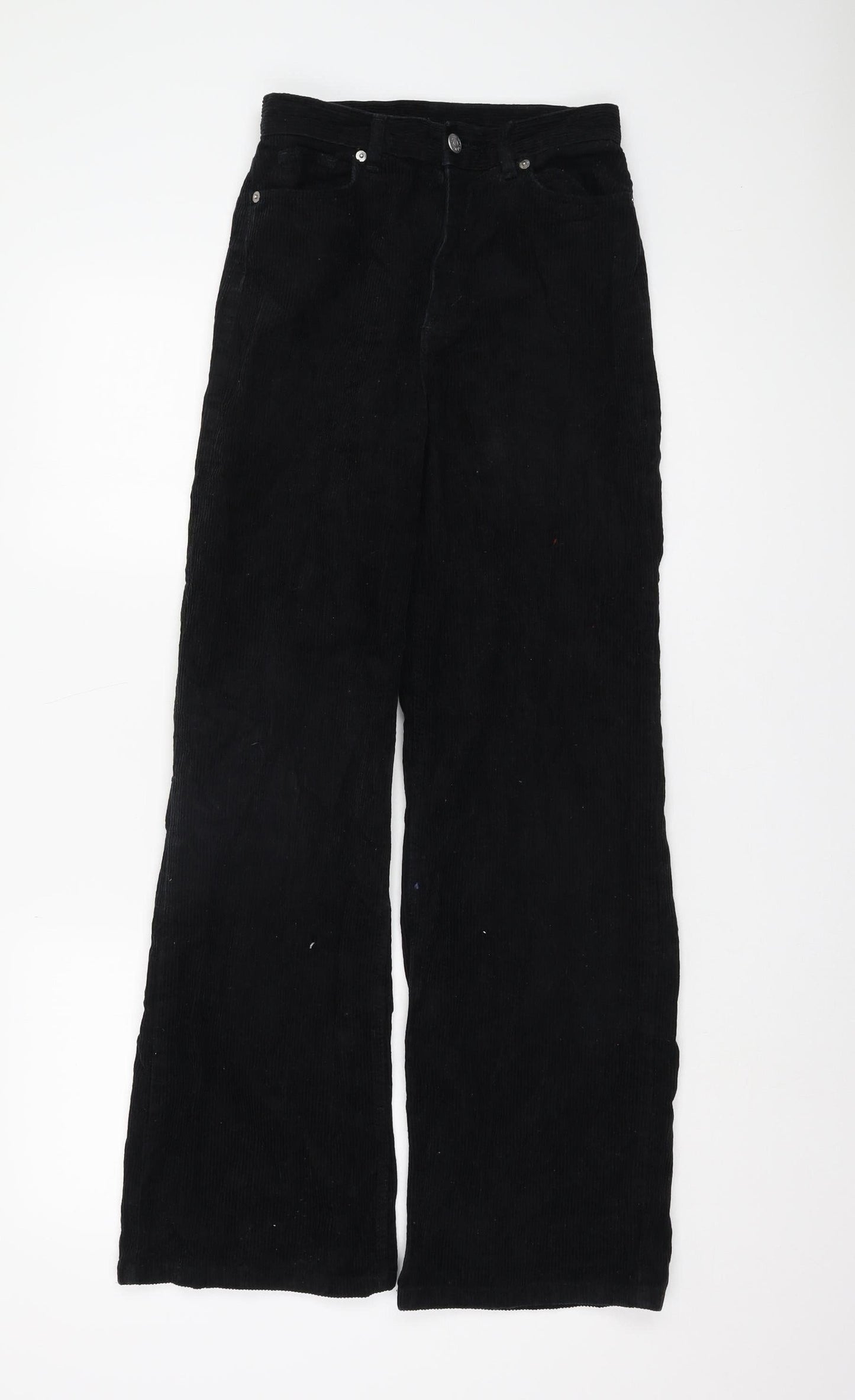 Monki Black Corduroy Trousers - Size 6, Women's Regular Fit