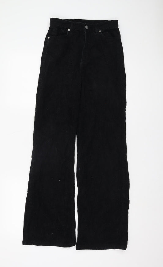 Monki Black Corduroy Trousers - Size 6, Women's Regular Fit