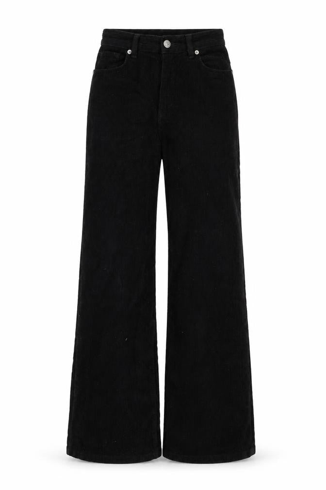 Monki Black Corduroy Trousers - Size 6, Women's Regular Fit