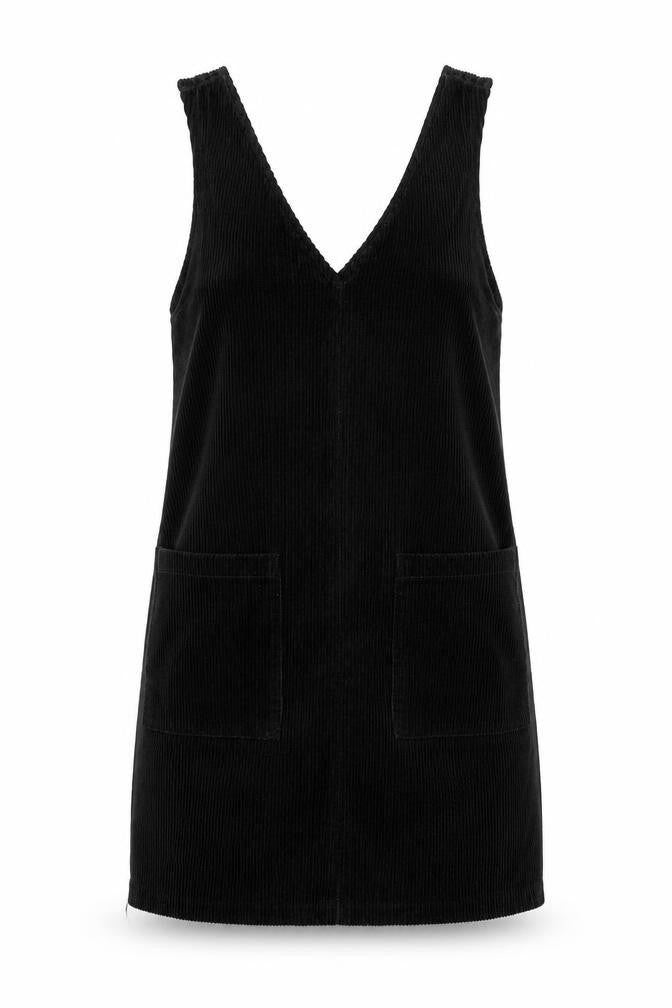 New Look Women's Black Pinafore Dress, Size 8, Corduroy