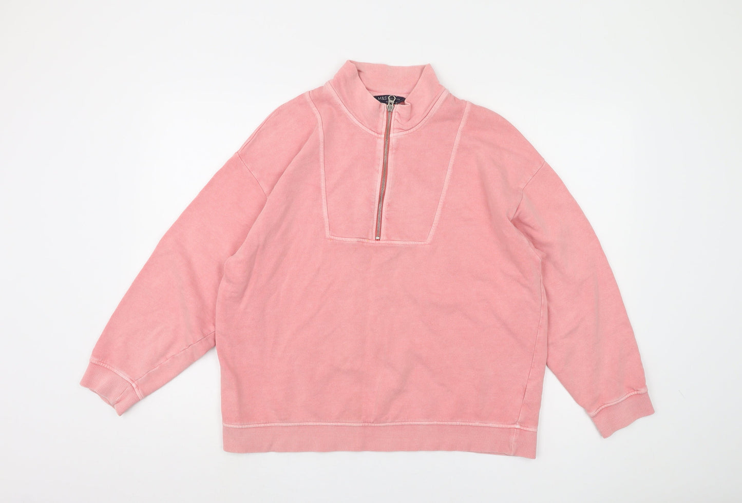 Marks and Spencer Women’s Pink 1/2 Zip Sweatshirt Size 14