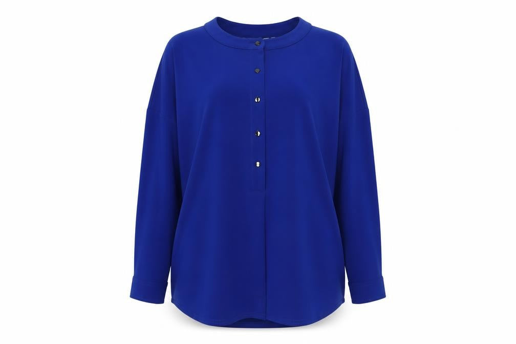 Wuli: Luu Women's Blue Long Sleeve Button-Up Shirt
