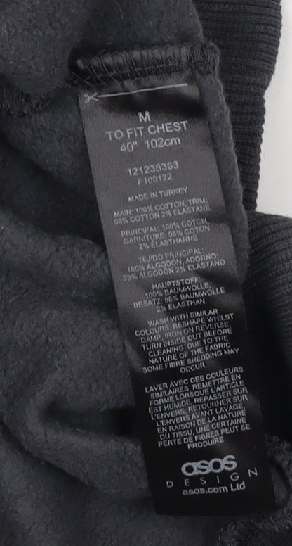 Close-up detail of ASOS DESIGN Men's Black M Pullover Studded Sweatshirt