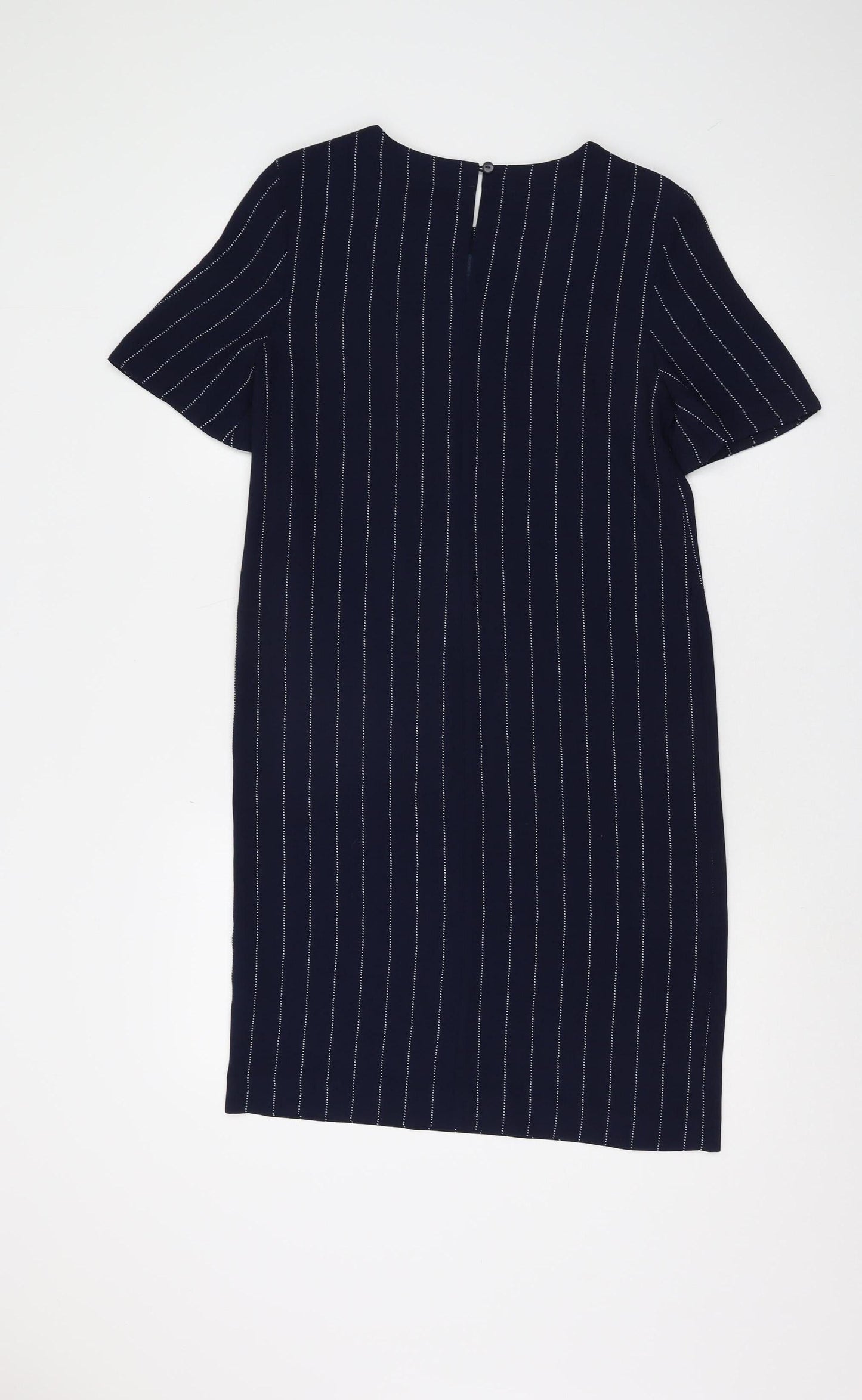 Marks and Spencer Navy Shift Dress - Size 6, Stripe Pattern
