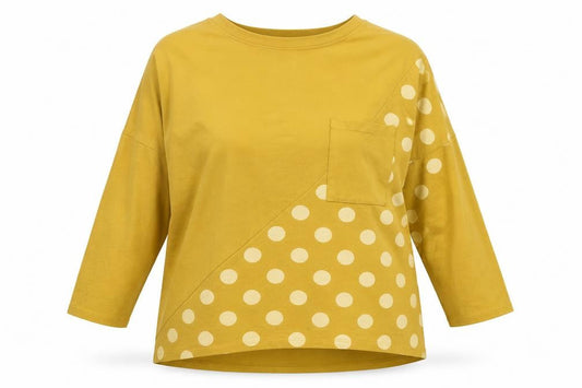 Alexara Women's Yellow Polka Dot Pullover Sweatshirt L