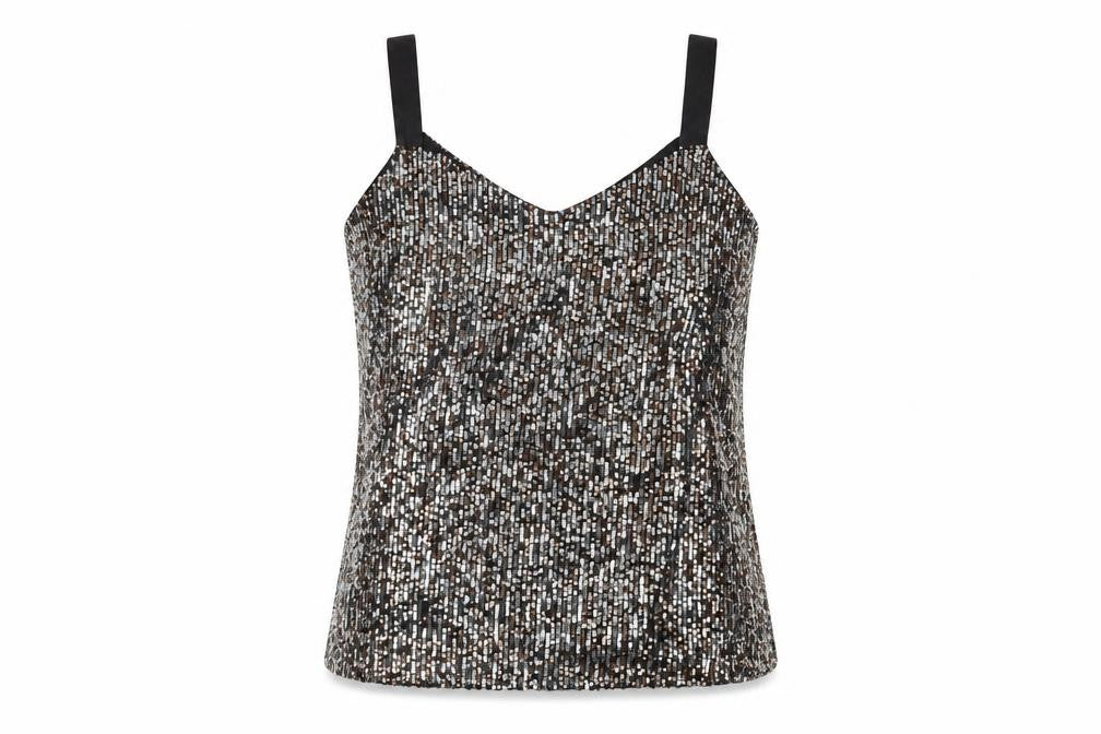 M&Co Women's Silver Sequin Camisole Size 12