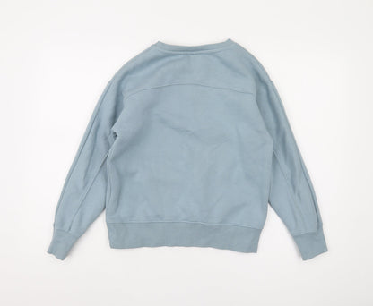 Back view of Zara boys’ blue pullover sweatshirt, 10 years, crew neck