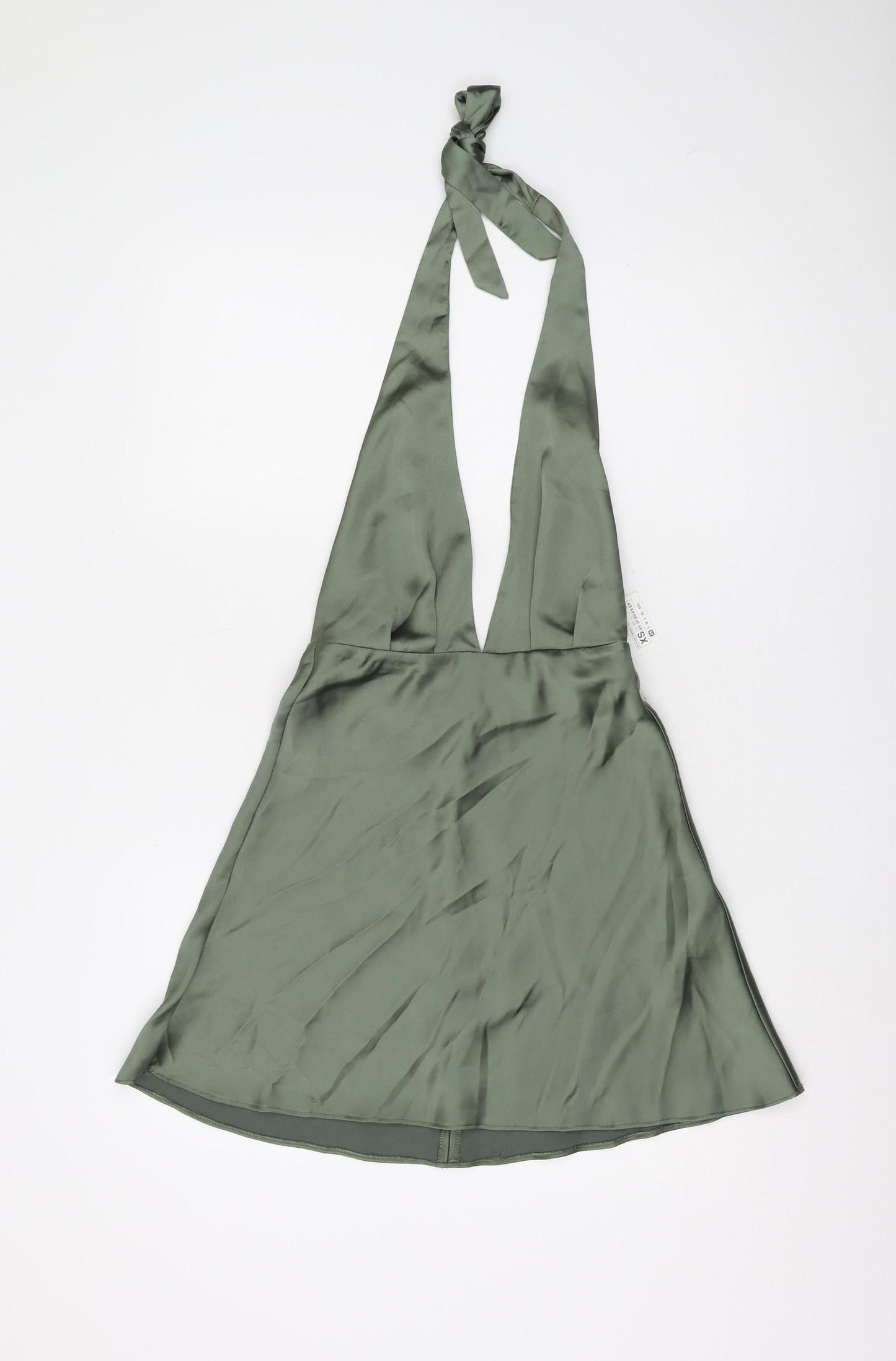 Zara Women's Green Halter Satin Dress XS