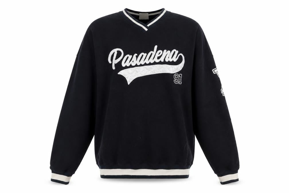 Pull&Bear Black V-Neck Logo Sweatshirt XS Men