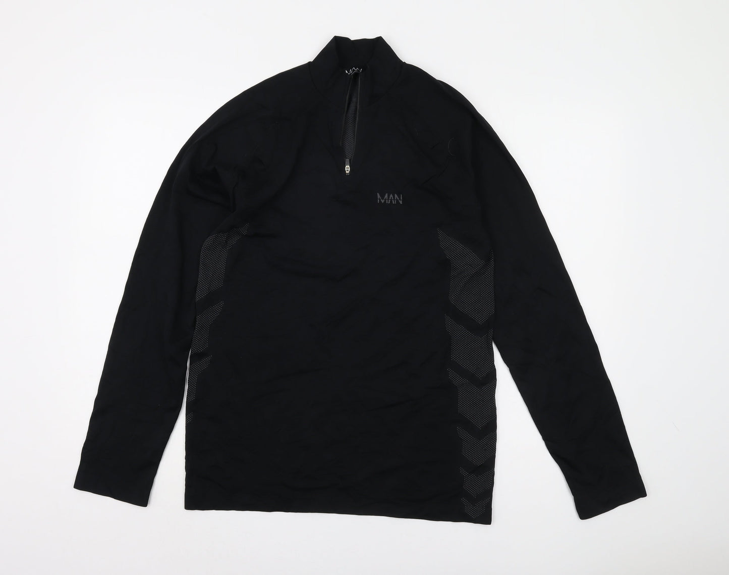 boohooMAN Black Men's Long Sleeve 1/4 Zip Top M