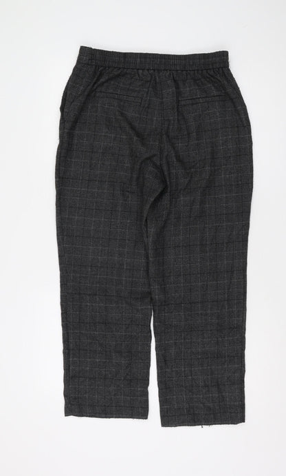 Zara Women's Grey Checked Cropped Trousers, M