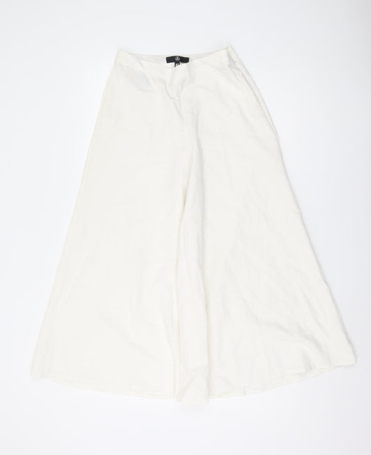 Missguided Women's Ivory Wide-Leg Trousers - Size 10