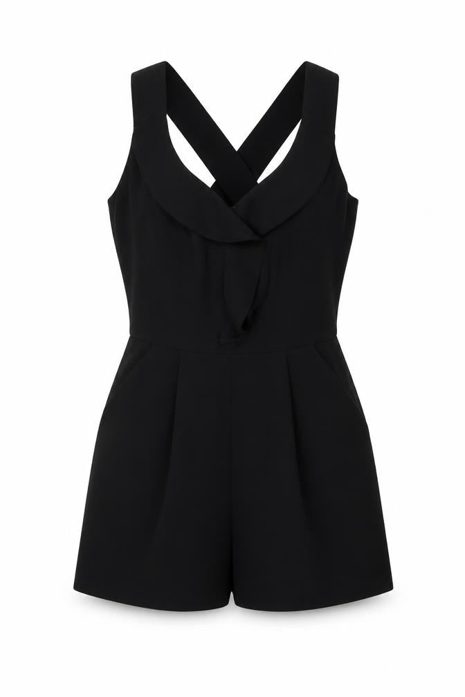Lost Society Women's Black Sleeveless Playsuit Size 8