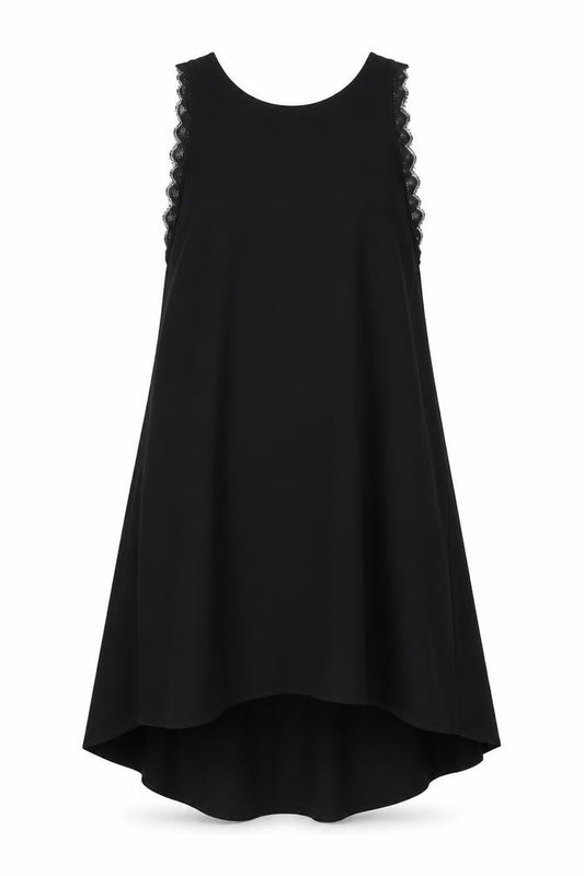 H&M Women's Black Hi-Low Dress, Size 8, Lace Accents