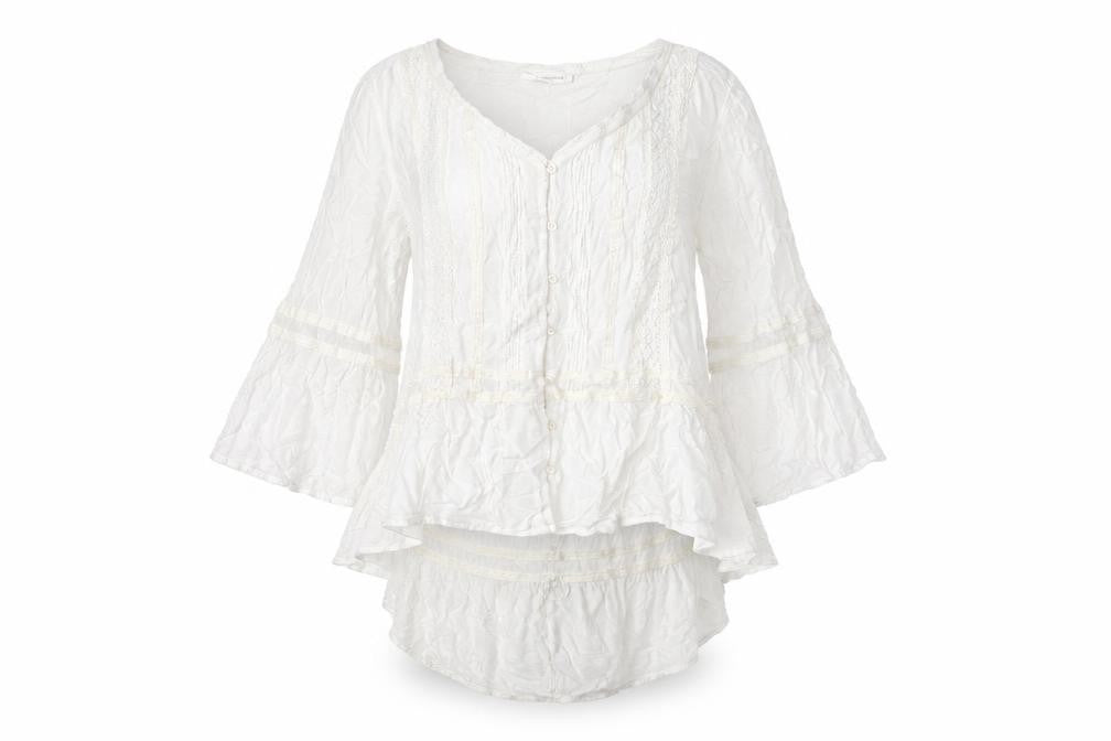 KappAhl Women's White 3/4 Sleeve Blouse Size 14 Casual