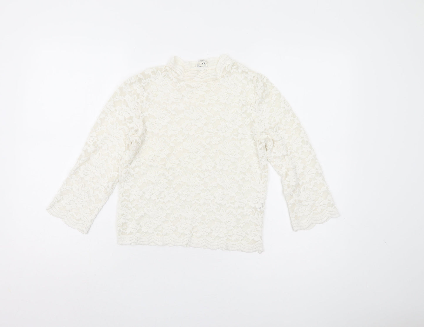River Island White Lace Floral Blouse Women's Size 10
