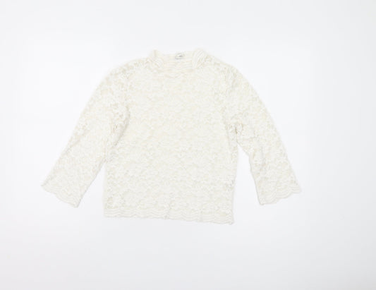 River Island White Lace Floral Blouse Women's Size 10