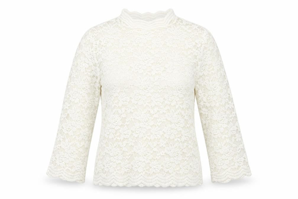 River Island White Lace Floral Blouse Women's Size 10
