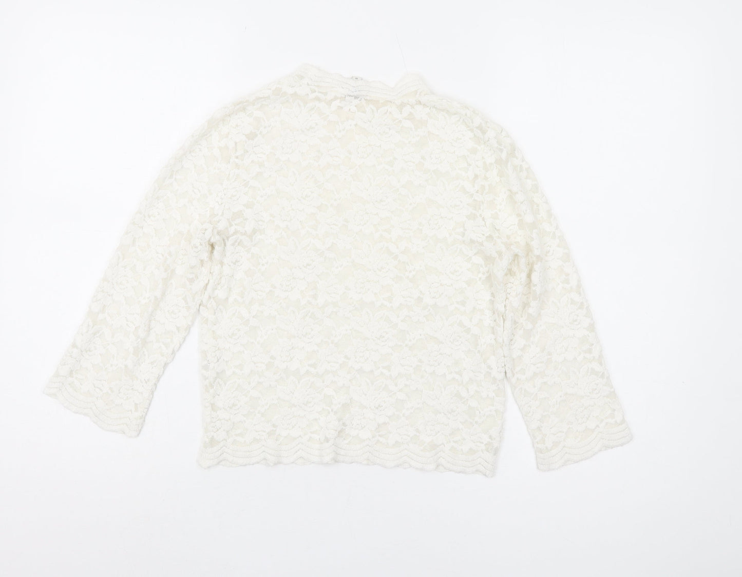 River Island White Lace Floral Blouse Women's Size 10