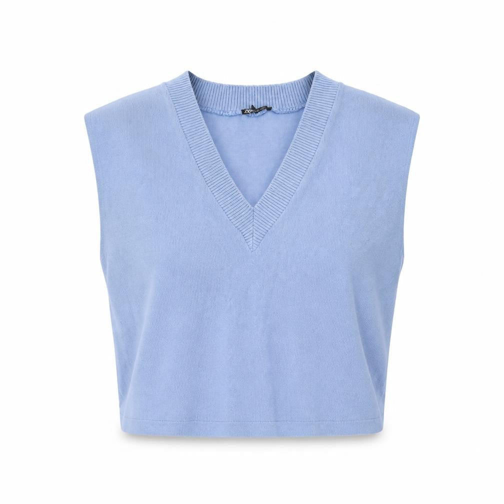 Zara Women's Blue Sleeveless Vest, Size S