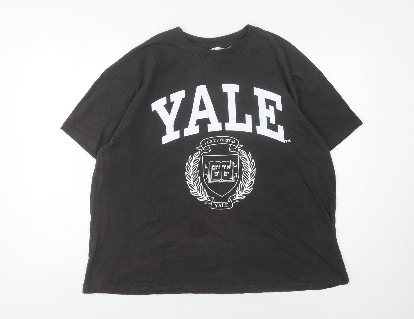 H&M Black Yale T-Shirt Unisex L Casual University