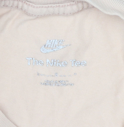 Nike Womens Beige Cotton T-Shirt, S - Casual Basic Style