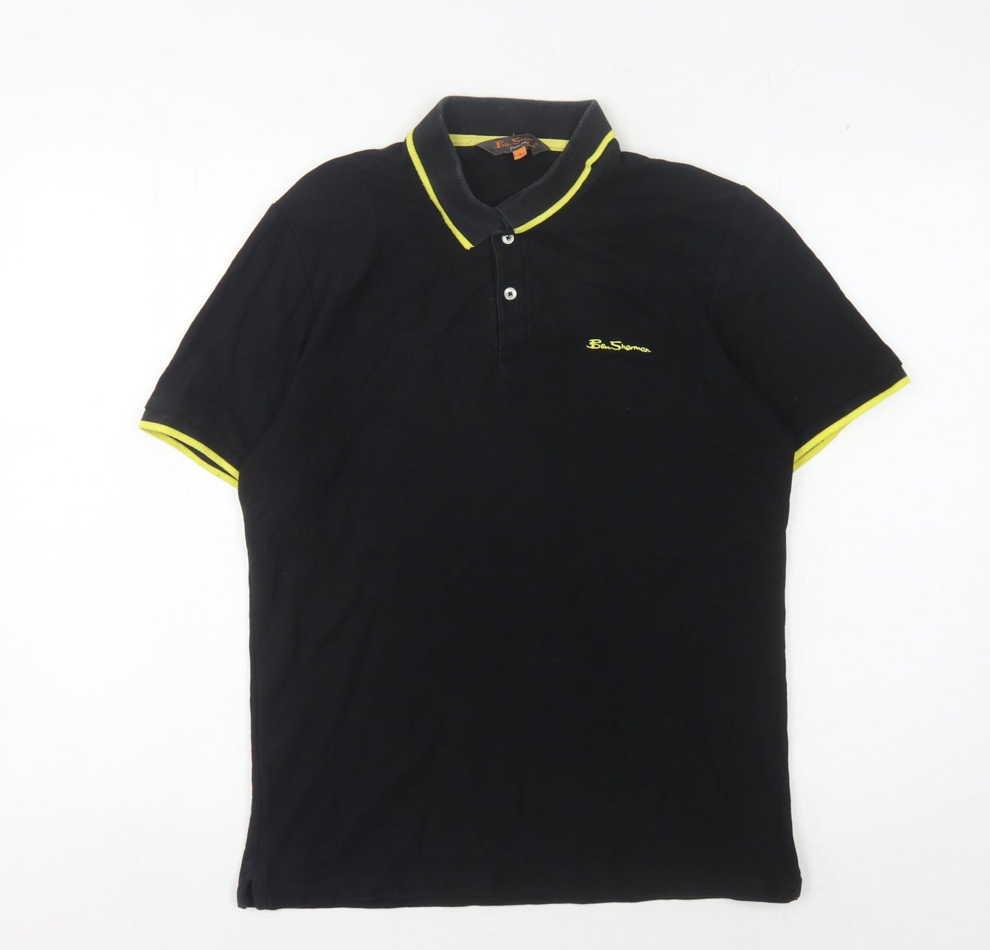 Ben Sherman Men's Black Cotton Polo Shirt Size S