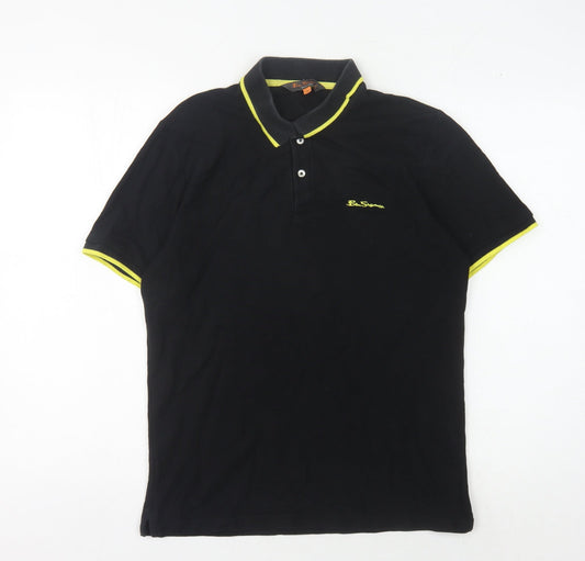 Ben Sherman Men's Black Cotton Polo Shirt Size S