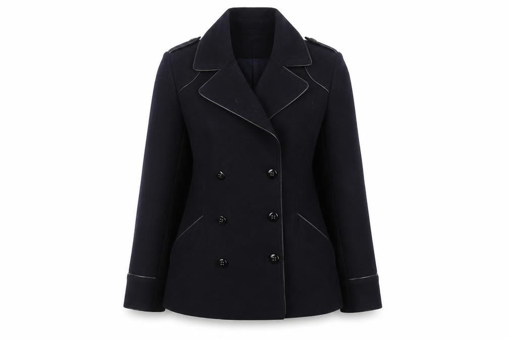 Reiss Women's Black Wool Pea Coat, M, Double-Breasted