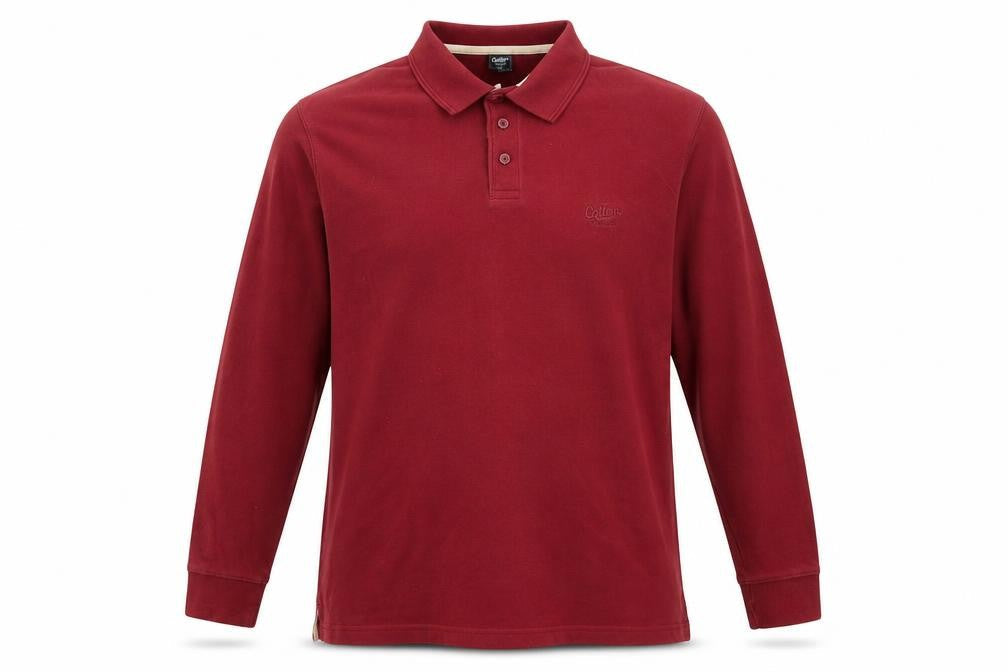 Cotton Traders Men's Red Long Sleeve Polo - Size M