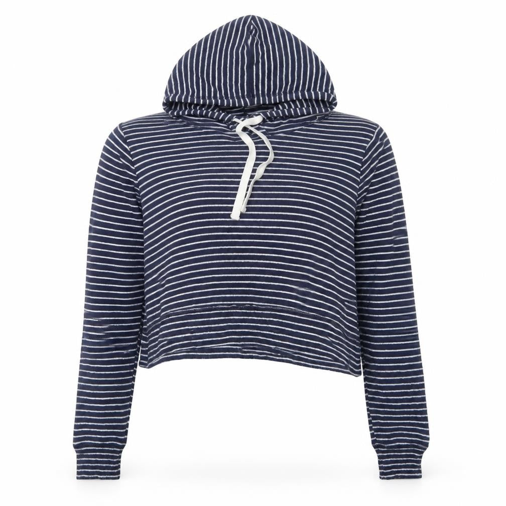 Hollister Women's Blue Striped Pullover Hoodie S