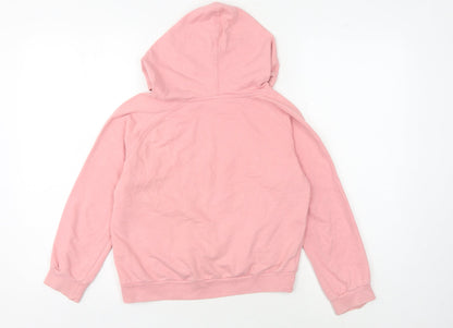 Back view of DKNY girls’ pink pullover hoodie -, size 8-9, years, cotton