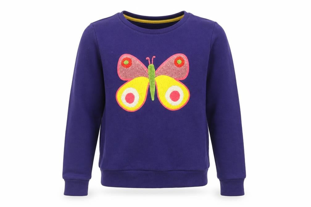 Mini Boden Girls Blue Butterfly Pullover Sweatshirt 11-12 Years